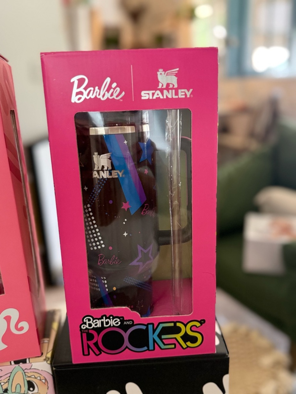 Barbie Black Tumbler with Pink and Blue Rocker Graphics 40 Oz